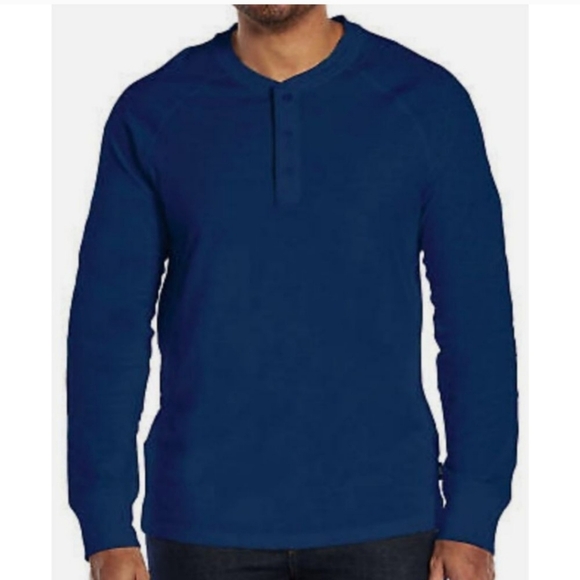 GAP 100% Cotton Men's Long Sleeve Henley, S, Blue, NWT - Picture 1 of 14